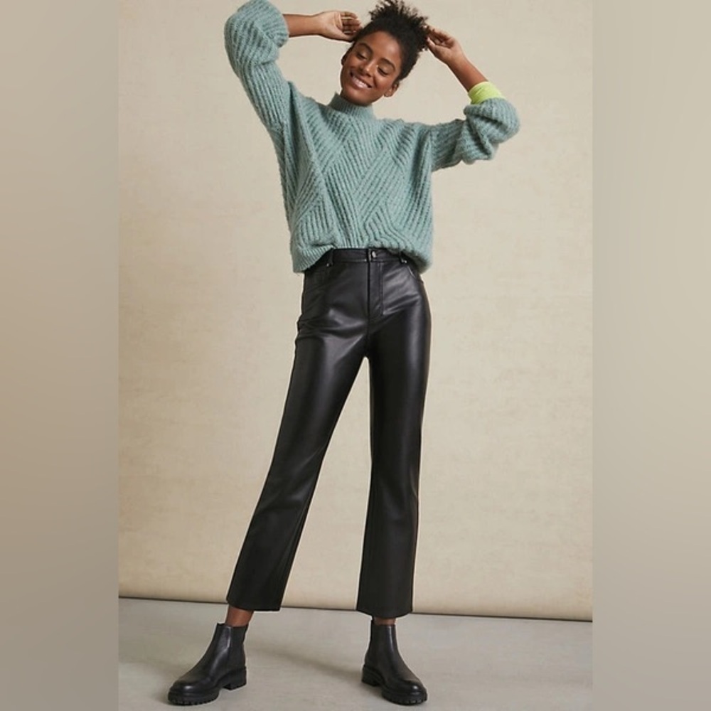 Avec Les Filles Lettie Straight Faux Leather Pants Size Medium